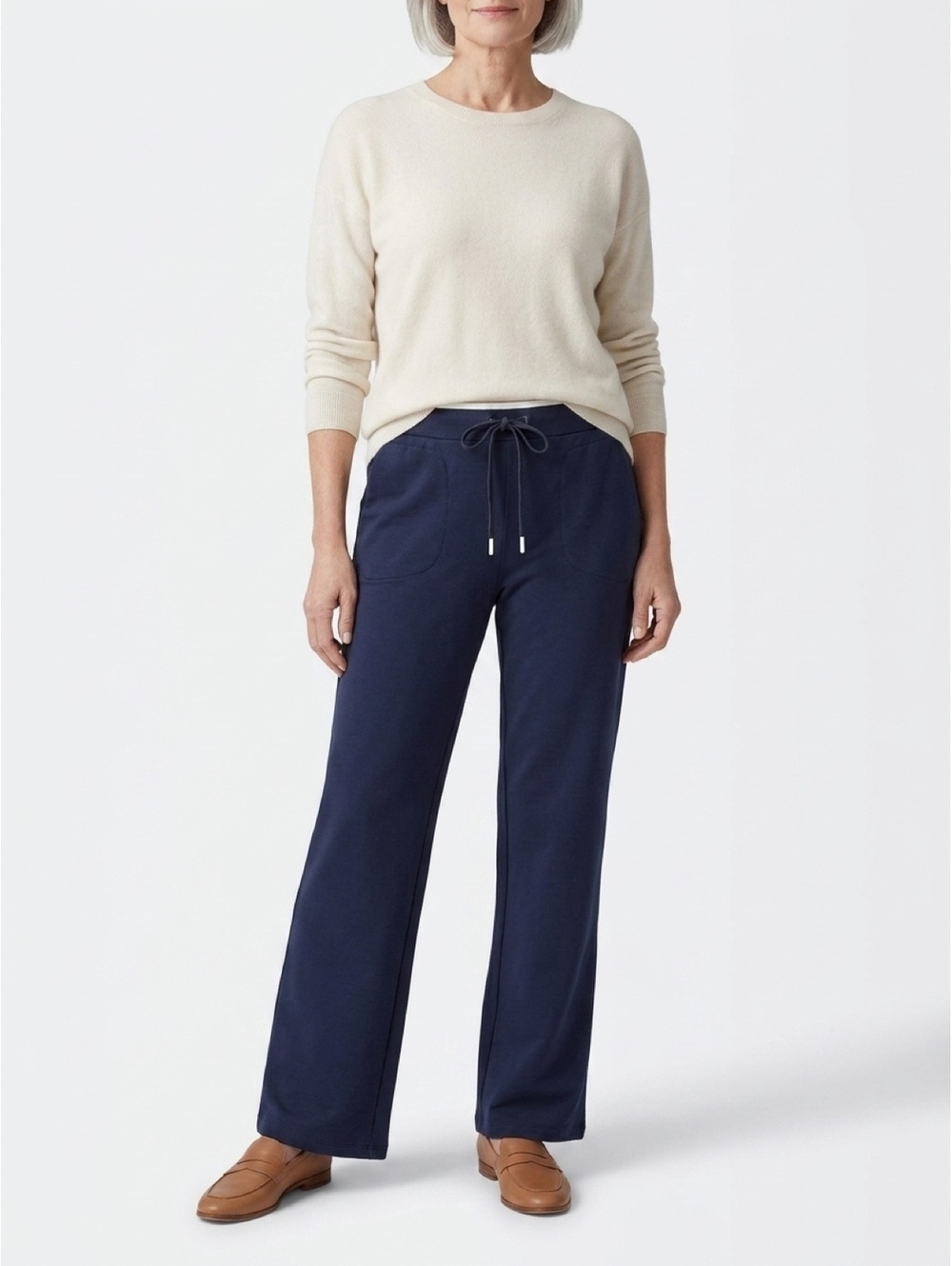 Ralph Lauren Sweatpants Womens Size L Navy Blue Casual Pull On Drawstring